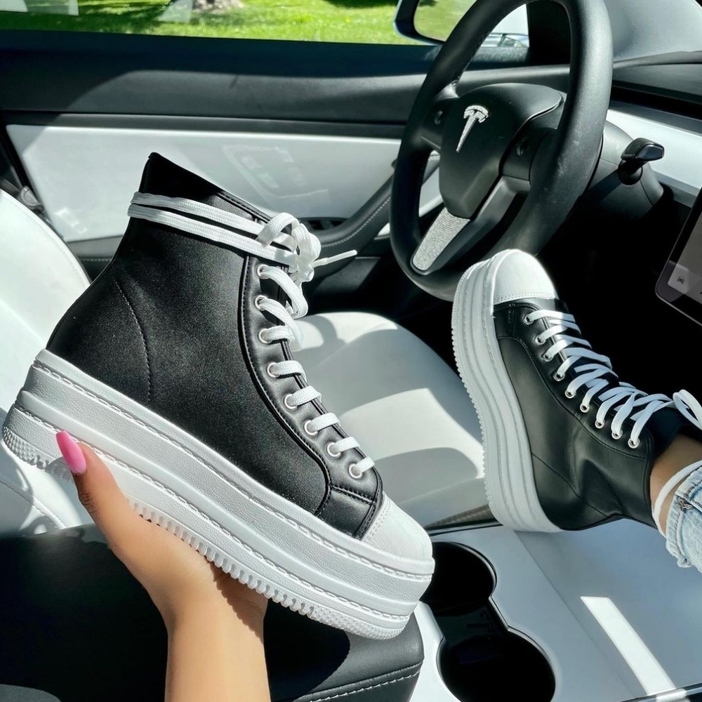 πππ¨π© πππ― 9π€Platform Flatform Sneaker - BLK - Picture 3 of 7